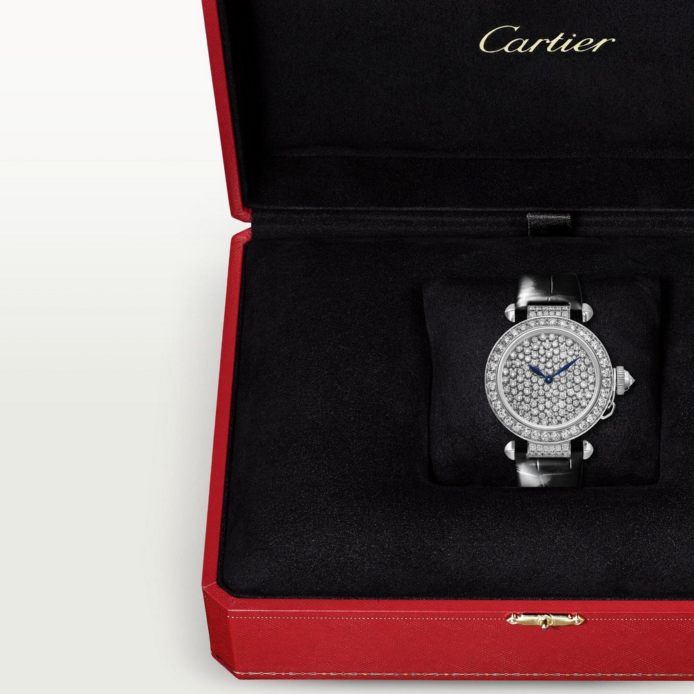 Đồng Hồ Cartier Pasha De Cartier Watch 35mm Nữ Xám Đen